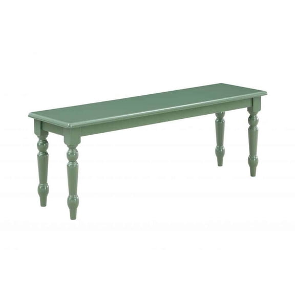 Maykoosh Coastal Cottage 48 Inch Modern Wood Dining Bench With Turned Legs, Equestrian Green