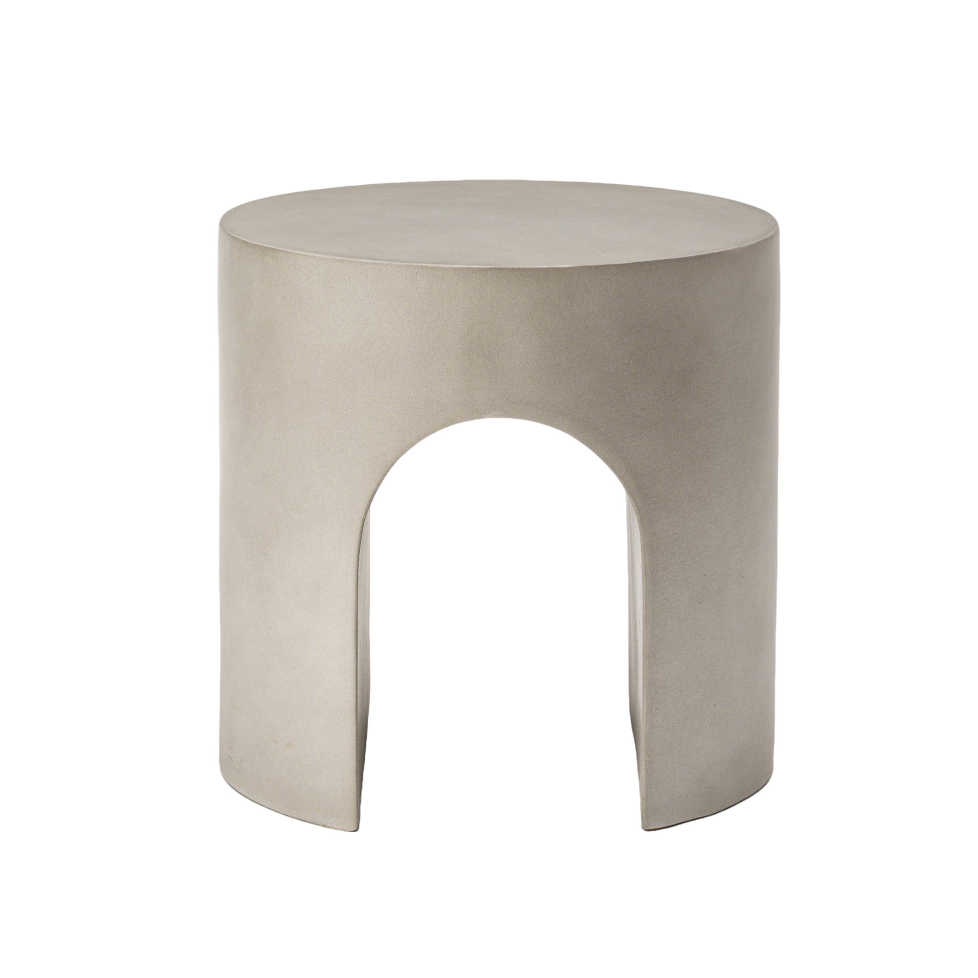 FOROUTIA 15.7" Gray Arch Side Table, Waterproof Magnesium Oxide Accent Table, Modern Indoor Outdoor End Table for Patio, Living Room, Bedroom, Small Space Stool