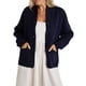 thumbnail image 2 of Suéter Cárdigan de Larga para Mujer, Estilo Informal, Estilo Y2K, Holgado, con Botones, de Punto Azul Marino M, 2 of 8