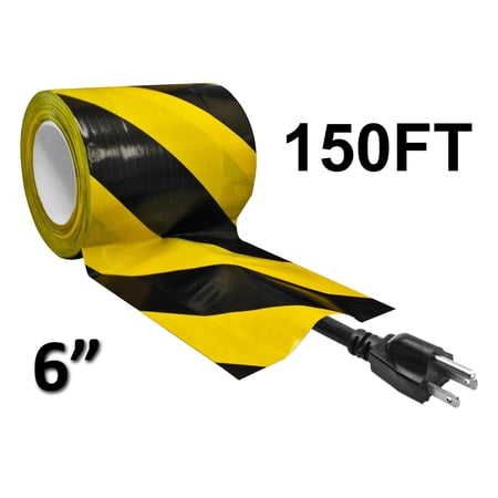 Gaffers Floor Cord Cover Tape - Width: 6 - Length: 150 Feet - Color: Black/Yellow