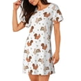thumbnail image 2 of Kdxio Rabbit And Squirrel Pattern Womens Short Sleeve Sleepshirt Scoopneck Cute Nightdress Ruffle Comfy Nightgown, 2 of 6