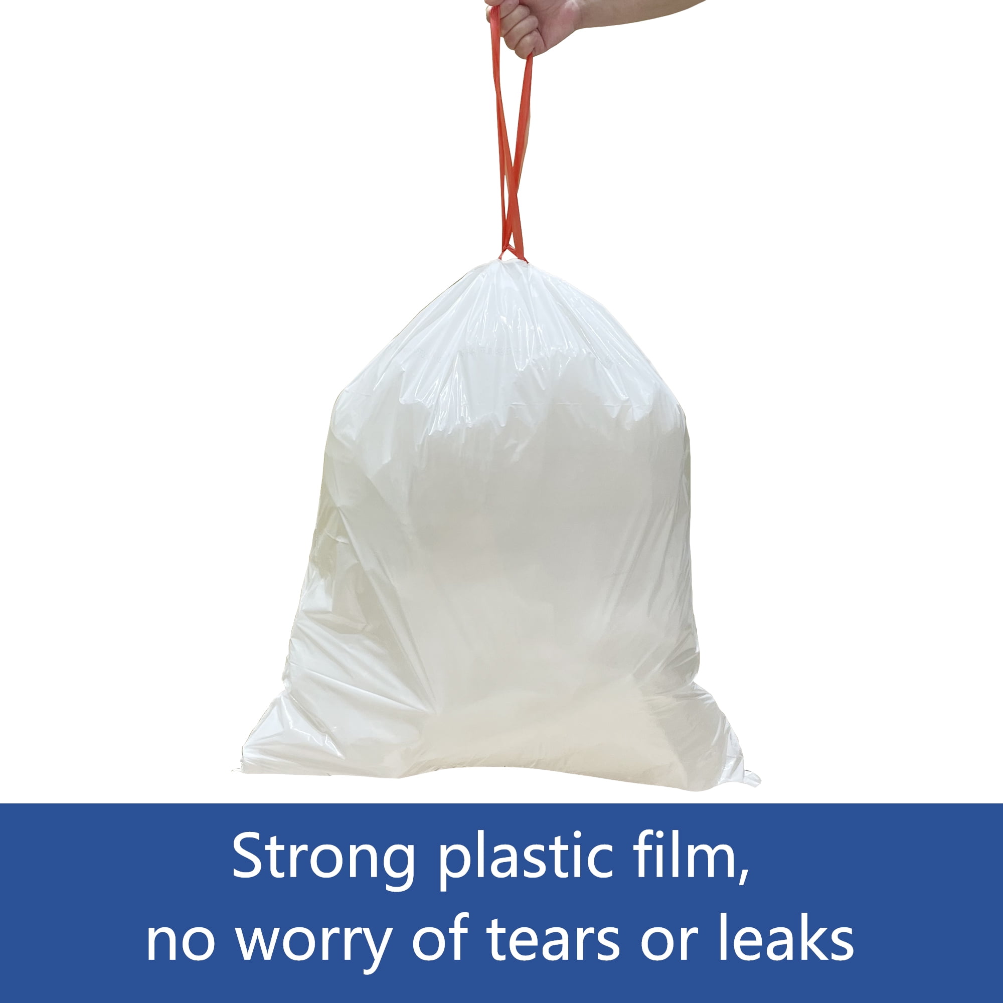 HygiCare 13 Gallon Drawstring Trash Bag, Tall Kitchen, 200 Count, Unscented, Super Strong, Leakproof