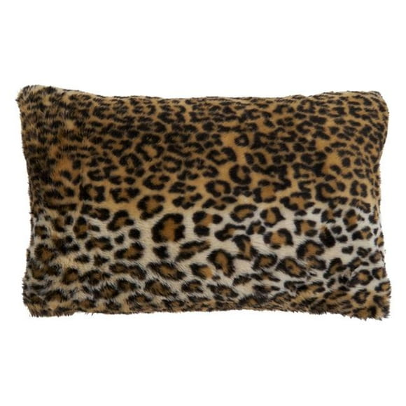 SARO 7406.BR1220BD 12 x 20 Po Guépard Brun Oblongue Impression Fausse Fourrure Jeter Oreiller avec Remplissage en Duvet