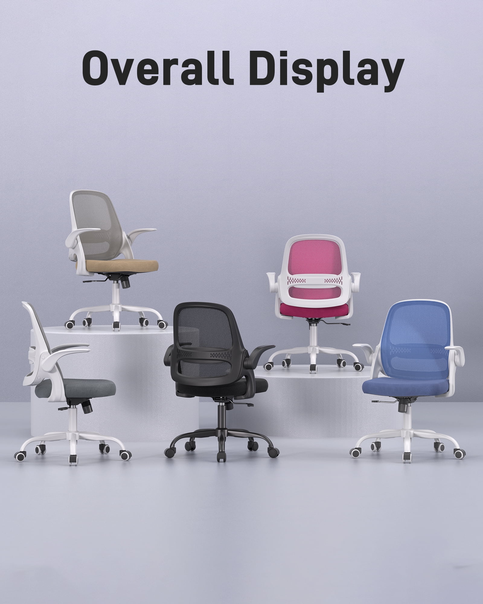 TMV Ergonomic Office Chair, Mesh Computer Chair with Wide Seat & Arms - Rolling Desk Chair with Wheels for Home Office, Gaming, or Living Room，Black