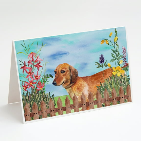 Dachshund Spring Greeting Cards and Envelopes Pack of 8
