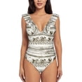 thumbnail image 2 of Yiaed Rice Harvest Print Women's Ruffled One Piece Swimsuit V Neck Swimwear Slimming Monokini for Woman-XX-Large, 2 of 8
