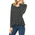 thumbnail image 4 of SSOULM Women's Long Sleeve Stetchy Knit Ruffle Hem Peplum Blouse Top with Plus Size, 4 of 5