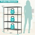 thumbnail image 3 of NiamVelo 4 Tier Wire Shelving Unit Metal Shelves Adjustable Storage Shelves for Kitchen, Garage, Pantry ,Office, 800LBS, 35.4"L x13.3"W x53.7"H, Black, 3 of 7