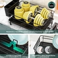 thumbnail image 4 of Escurridor de Trastes Acero Inoxidable,Trastero Escurridor para Encimera de Cocina con Drenaje Automático,Organizador sobre Fregadero Utensilios de Cocina,Organizador de Platos (Negro), 4 of 7