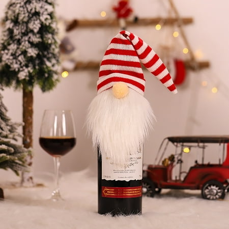 

HAXMNOU Christmas Ornaments Old Man Knitted Wool Bottle Cover