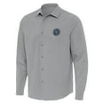 thumbnail image 2 of Men's-Antigua  Gray New York City FC Exposure Woven Long Sleeve Button-Up Shirt, 2 of 3