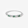 thumbnail image 6 of Round Shape Lab Created Emerald Green Moissanite Half Eternity Ring in 925 Sterling Silver – Handmade Vintage Statement Band for Women, Engagement or Promise Gift, 6 of 6