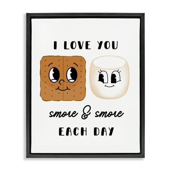 Stupell Industries Love You Smore Each Day Food & Beverage Painting Black Floater Framed Art Print Wall Art, 17 x 21