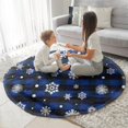 thumbnail image 3 of Blue Christmas Snowflake Pattern Round Blanket,Comfortable Soft Flannel Throw Blanket,All Season,Warm Lightweight Blankets for Sofa Bed Couch Living Room Chair 47"x47", 3 of 5