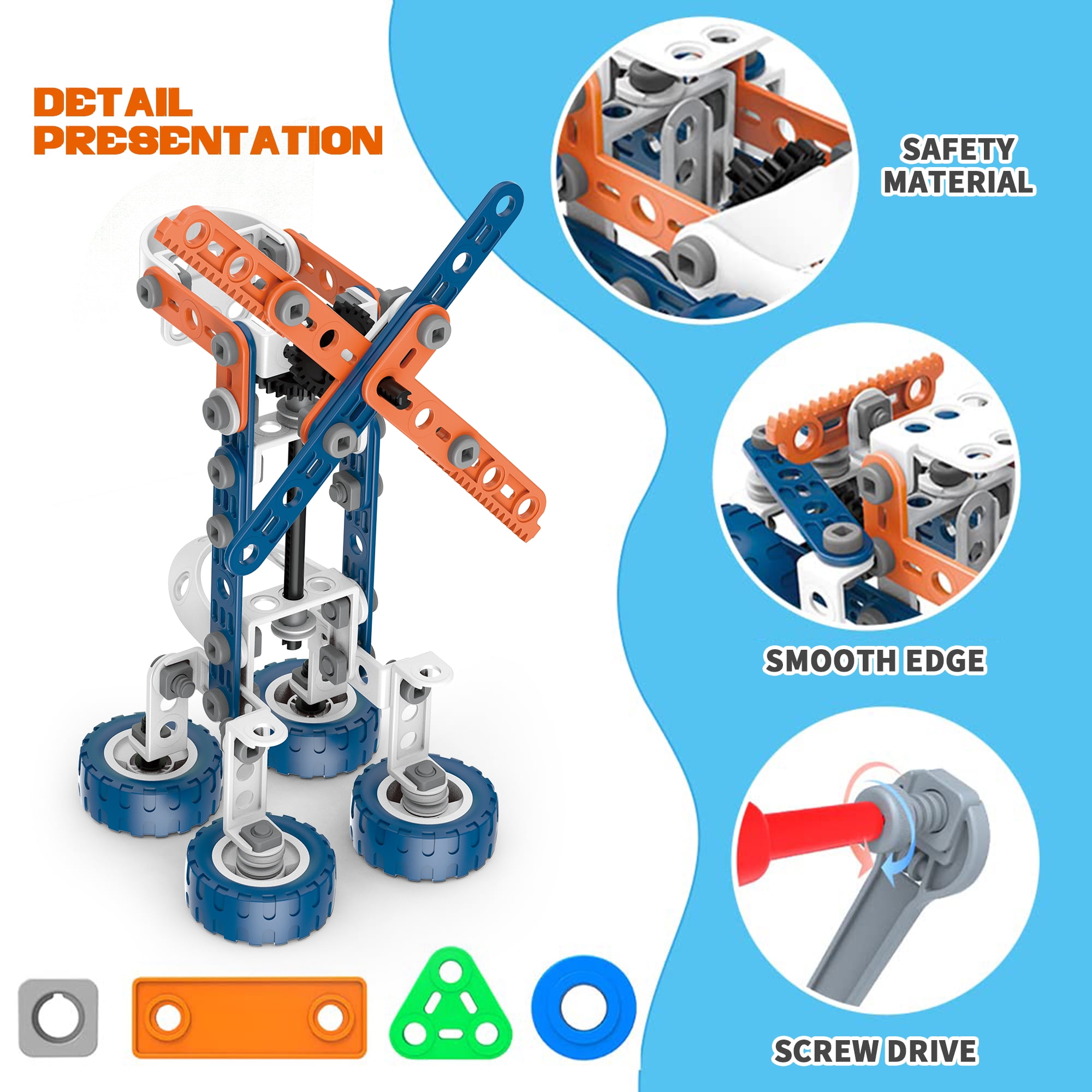 JUGAAD LIFE 12-in-1 STEM Building Toys Blocks Set for Boys 8 11, DIY Electric Construction Toys, Engineering Learning Toys, Educational Creative Game Gift for Kids Toddler Girls Age 4 5 6 7 8+