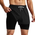 thumbnail image 4 of FINALGANG Mens Solid Color Two In One Athletic Shorts With Compression Liner Elastic Waist Drawstring Quick Dry Shorts For Gym Running Training Stylish Shorts, 4 of 6