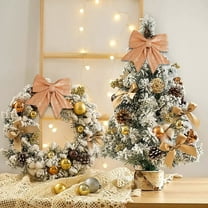 EWASWON Christmas Glitter Pearl Cotton Bow - Orange Large 20cm, Gold Sparkle Holiday Decoration for Tree, Gift Wrapping & DIY Christmas Decor