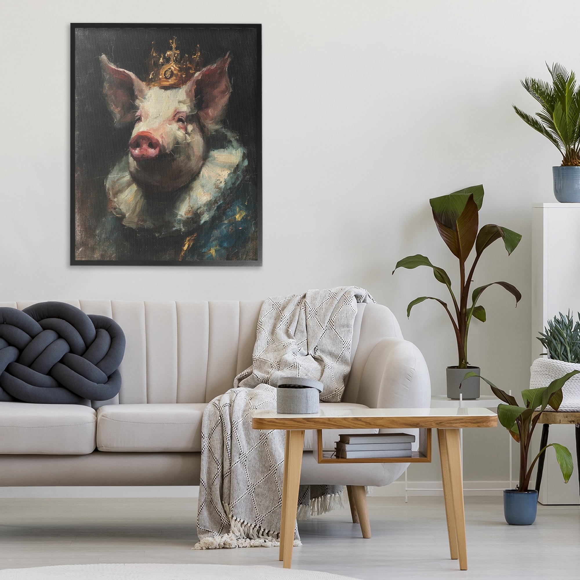 Stupell Industries Crowned Imperial Pig Black Framed Giclee Art, design by Svetlana Aleynikova