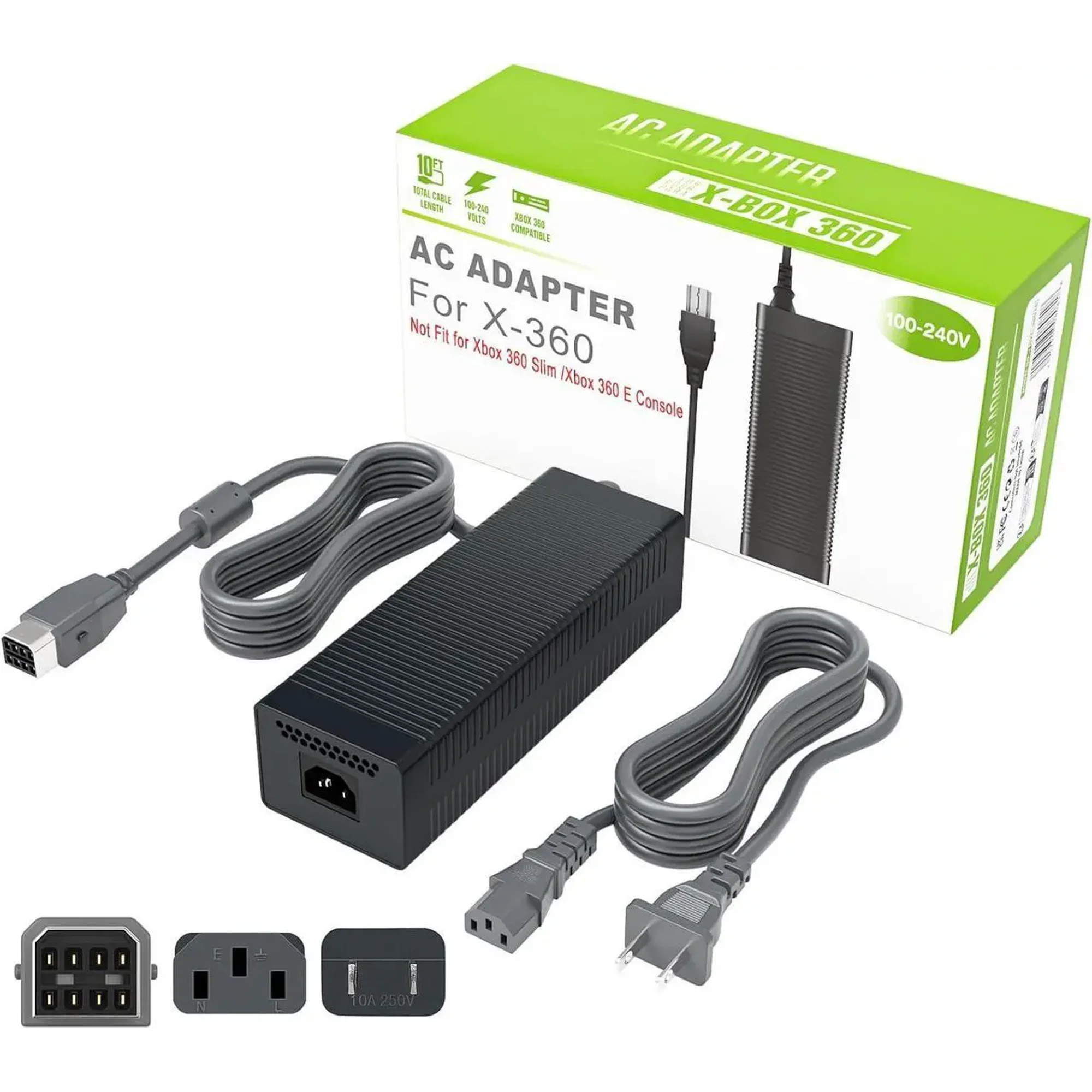 AC Adapter for Xbox 360 Console,203W Power Supply Brick with Cord,Replacement Power Brick for Xbox 360 Fat Console (Not Fit for Xbox360 Slim/Xbox360 E Console)
