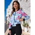 thumbnail image 2 of DARING DIVA Women's Stand Collar Front Zipper Satin Bomber Jacket XS Light Blue, 2 of 6
