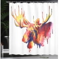 thumbnail image 4 of Ambesonne Moose Shower Curtain, Psychedelic Watercolors, 69"Wx84"L, Orange and Pink, 4 of 5