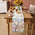 thumbnail image 2 of Colorful Easter Table Runner 60 Inches, Sprng Watercolor Bunny Tulip Flower Plaid Bed Runner Dresser Scarves Tabletop for Indoor Outdoor Parties/Ceremony/Banquet, 13" x 60", 2 of 8