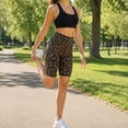 thumbnail image 3 of Women Leopard Print Biker Shorts, High Waist Tummy Control Butt Lift Workout Shorts, 3 of 9