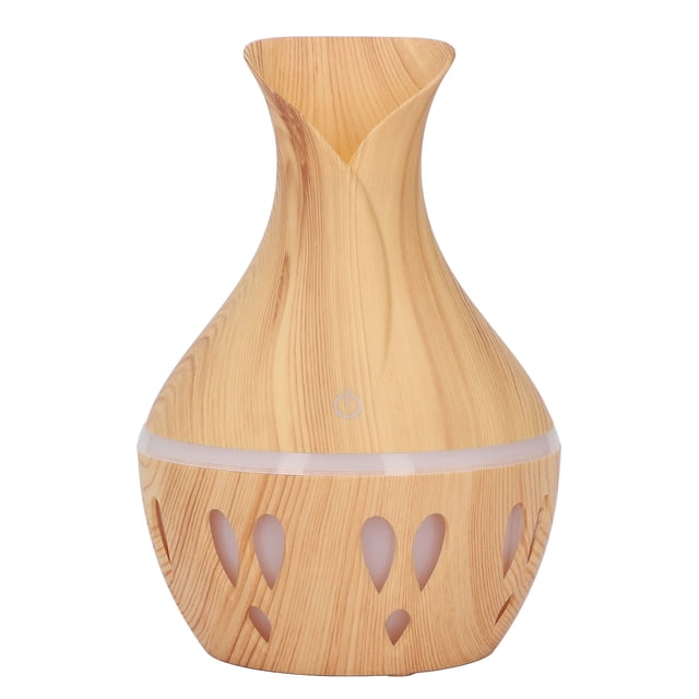 Difusor de aceite esencial de 300 ml con diseño de madera, alimentado por USB, 7 colores, LED, humidificador de niebla de bajo ruido para dormitorio y oficina