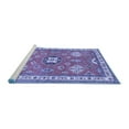 thumbnail image 2 of Ahgly Company Machine Washable Indoor Round Geometric Blue Traditional Area Rugs, 7' Round, 2 of 4