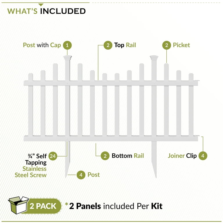 Zippity Outdoor Products No-Dig Vinyl Garden Picket Fence Kit