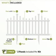 30in H x 56.5in W (2 Panels) No Dig Zippity Madison Fence Panel Kit, No Dig Fence Panels, White Vinyl Fence for Yard, Temporary Fence for Backyard, White Picket Fence Garden Border, DIY Fence ZP19001