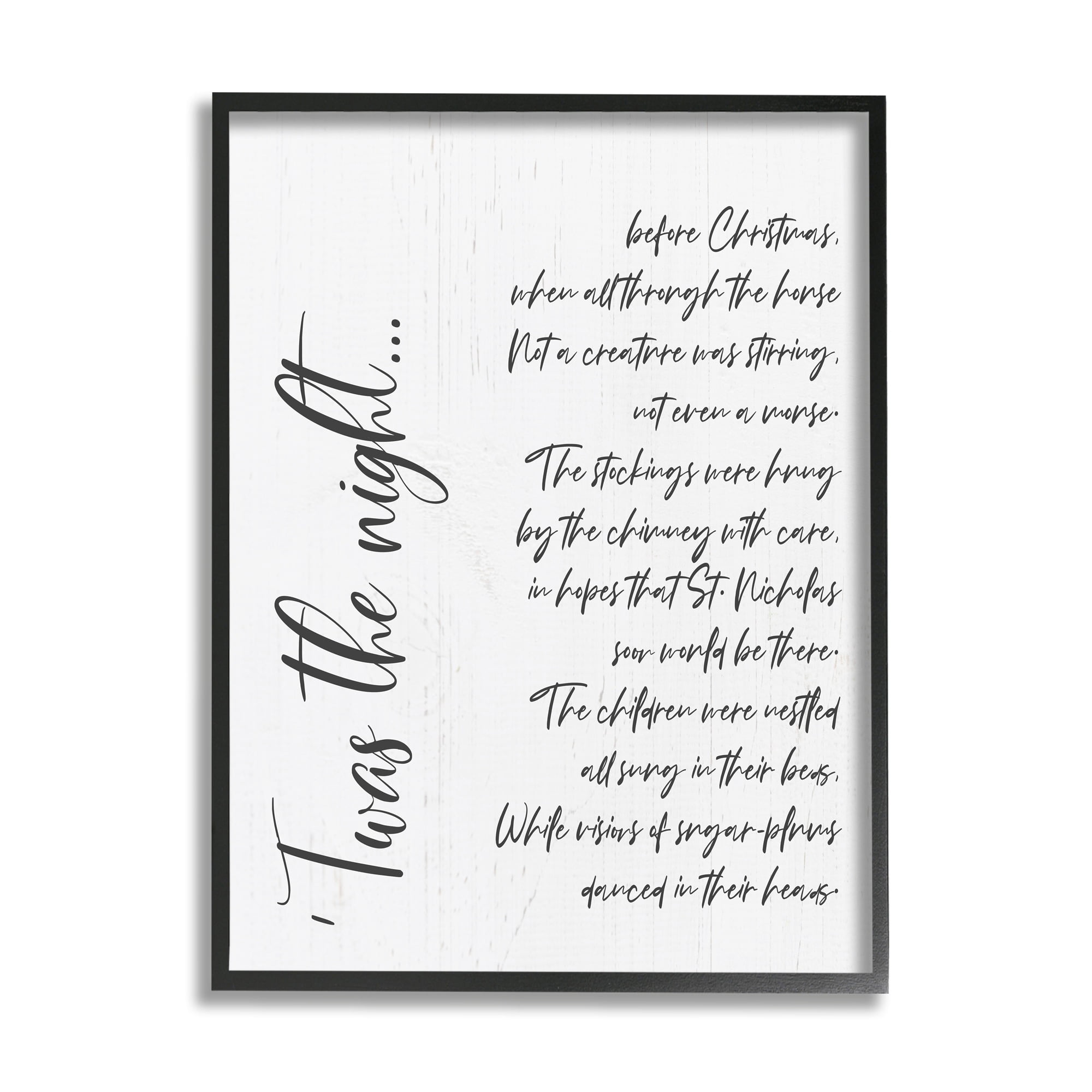 Stupell Industries Twas the Night Quote Minimal Whimsical Christmas Holiday Painting Black Framed Art Print Wall Art, 11 x 14