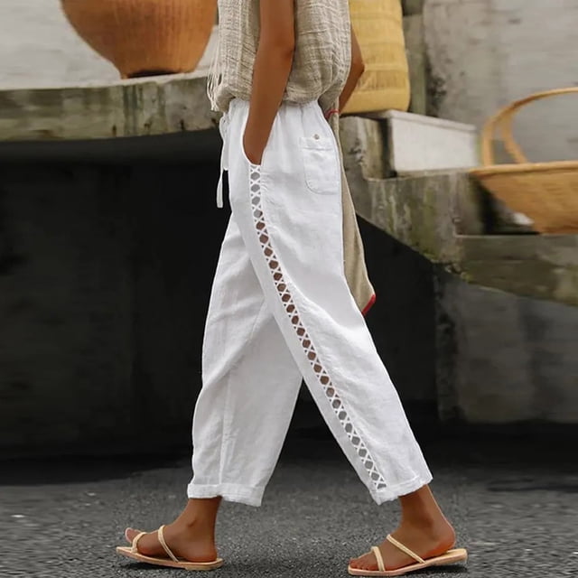 Women Casual High Waist Pants Drawstring Capri Pants With Pockets Wide Leg Cropped Pants For Women Womens plus Size Casual Pants Suits for Wedding Pant for Women Casual Rompers for Women Long Pant