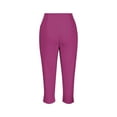 thumbnail image 5 of LADIGASU Women's Solid Color able Casual Slim Fitting Pocket Waist Cropped Pants, 5 of 6