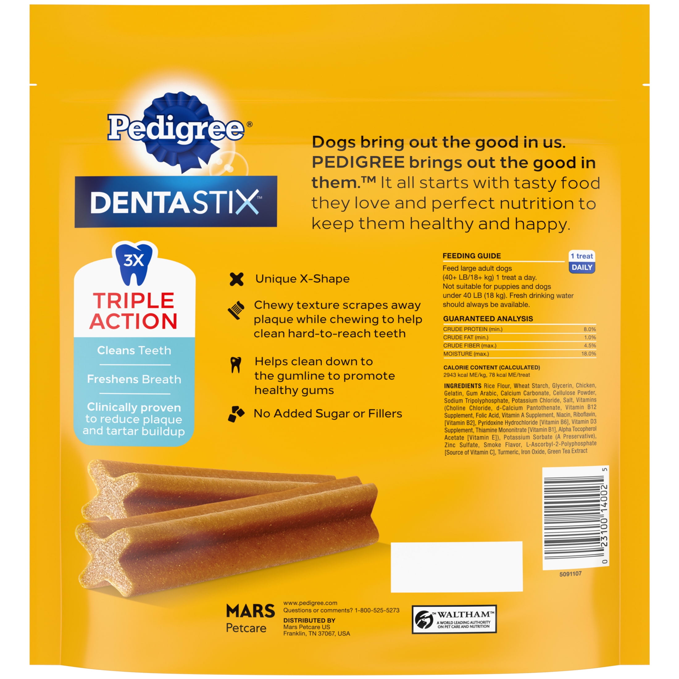 Pedigree Dentastix Original Flavor Dental Chews Sticks Dental Treats for Large Dogs 1.66 Lb Pack 32 Treats Walmart
