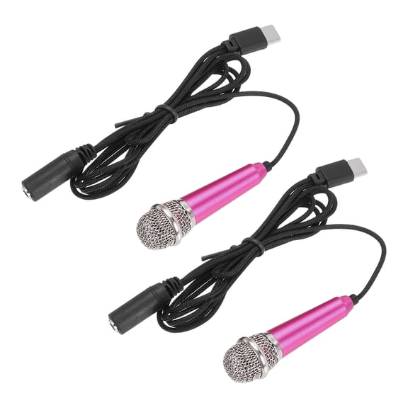 2 Pcs Mini Microphone, Mini Mic Tiny Microphone Phone Type C Mic Small Microphone for Record Phone Voice, Hot Pink