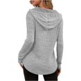 thumbnail image 4 of Womens Cozy Knit Sweaters Hoodies Ribbed V Neck Pullover Sweatshirts for Fall Outfits S-XXL 05-Gray S, 4 of 5