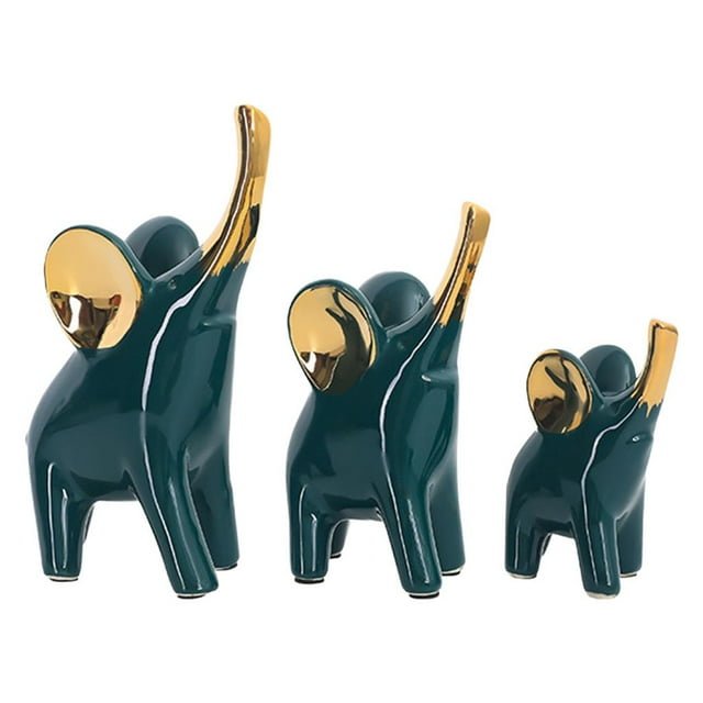 3 uds/4 Uds de cerámica estatua de encantadores tesanías 3 piezas verde Gloria escultura de elefante