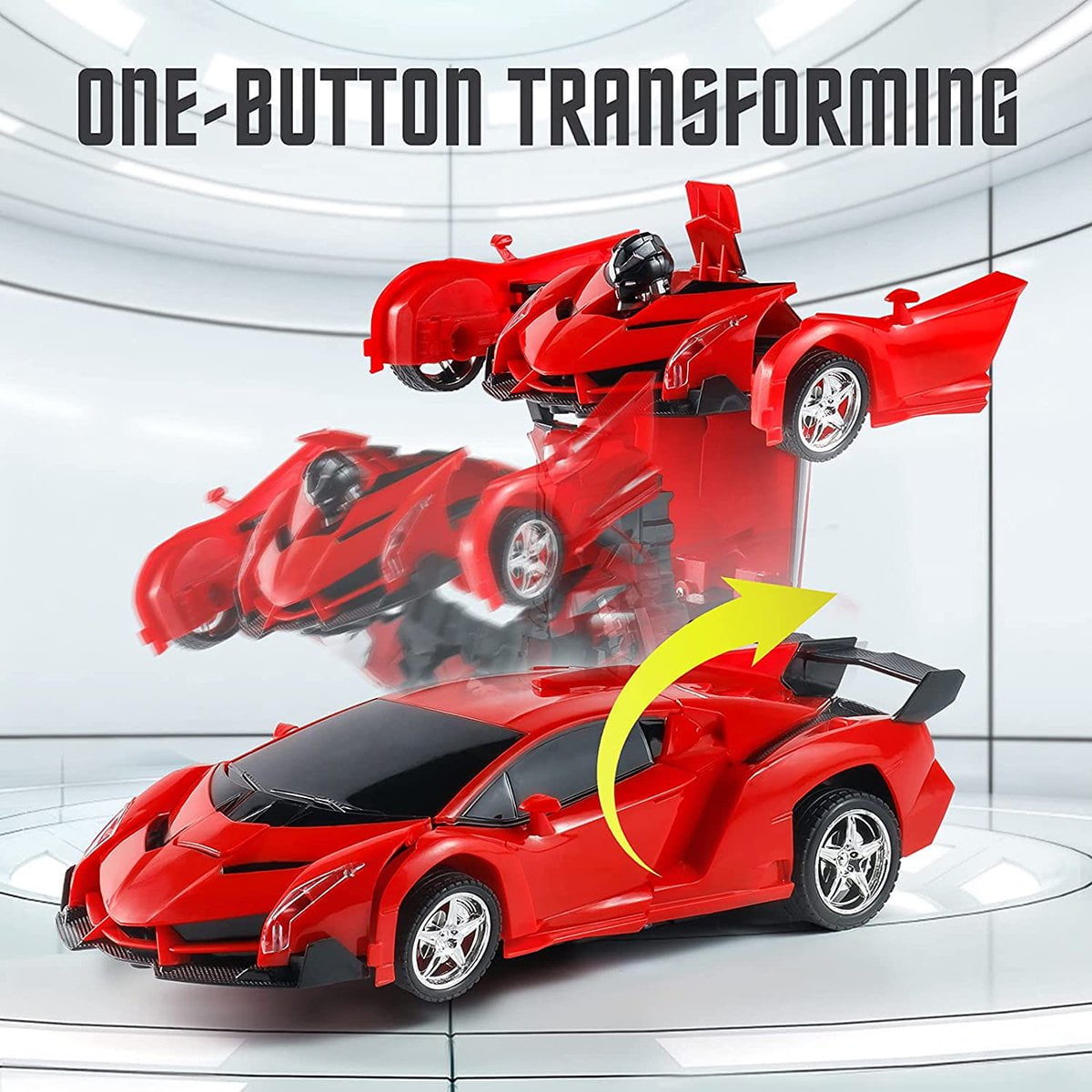 Remote Control Car Transform Robot RC Car Toy, 1:18 Scale Racing Sports Cars with LED Light for Kids Boys Girls 5+