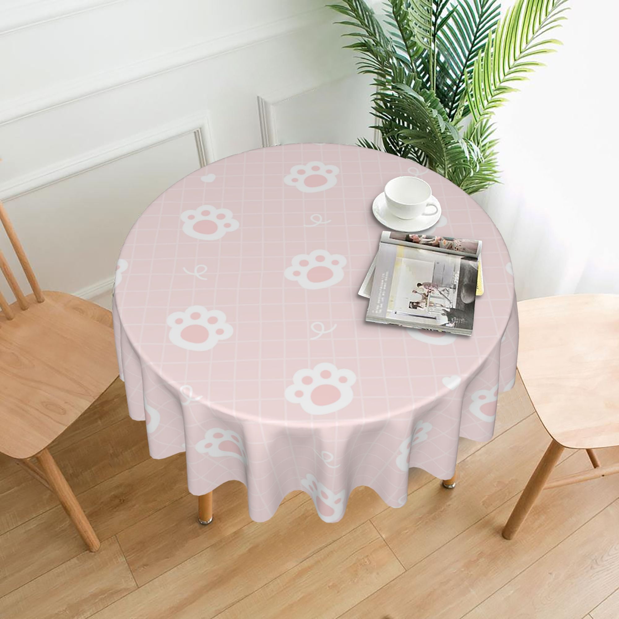 Charming Cat Paw Print Tablecloth for Cat Lovers main image 0