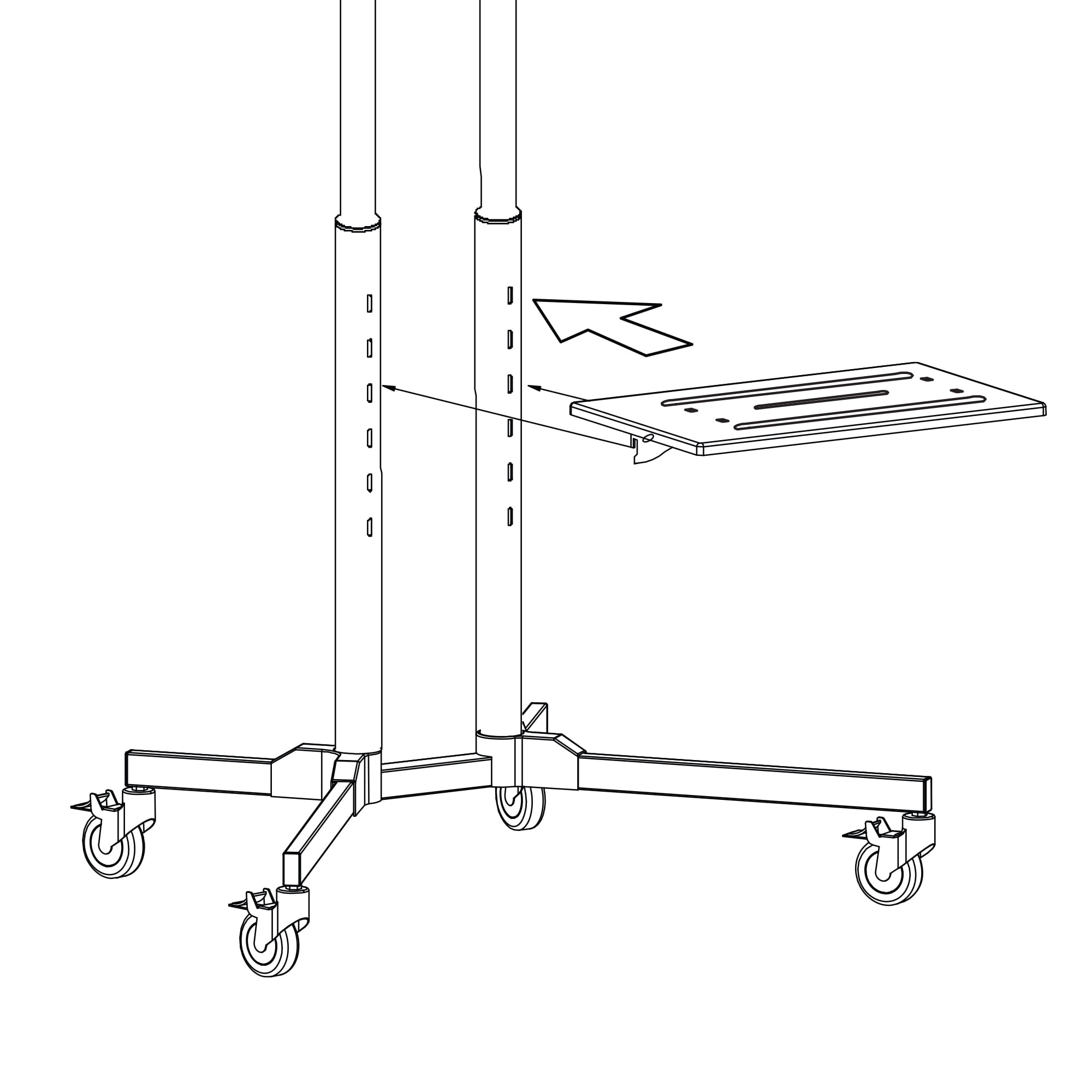 onn. Rolling TV Stand for 32" to 70" TV's, up to 15° Tilting