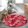 thumbnail image 4 of Valentine's Day Washable Round Area Rug 3.3 ft, Pink and Red Rose Flowers, Soft Non Slip Rugs Stain Repellent Indoor Felt Carpet for Living Dining Room Bedroom Home Office, 4 of 9