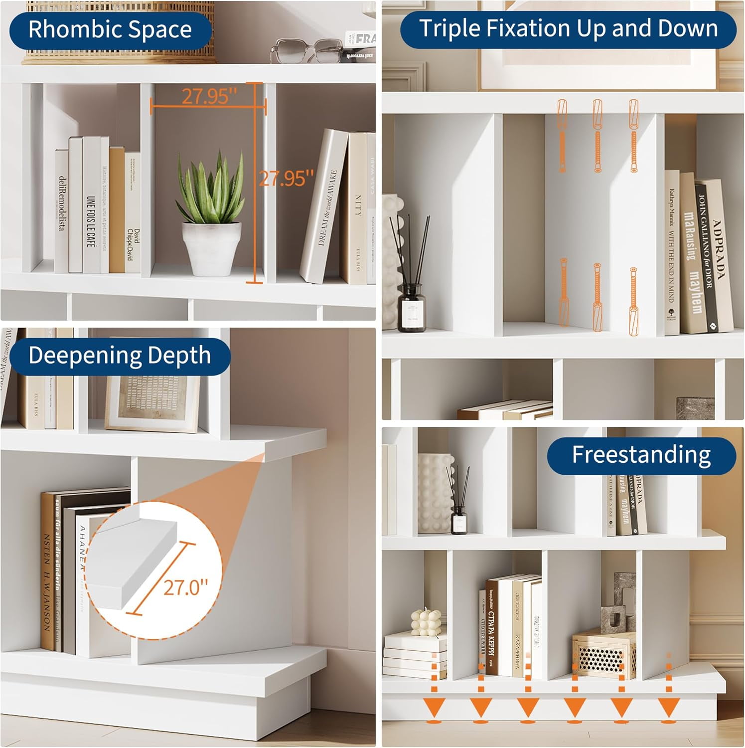 Memoryfield 8 Cube Storage Shelf Organizer, Display Storage Bookcase, Open Cube Bookshelf with 10 Removable Back Panels, for Living Room, Bedroom, Walnut