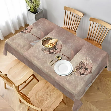 

Tablecloth Pink Rose Flower Gold Copper Sequin Sparkly Table Cloth For Rectangle Tables Waterproof Resistant Picnic Table Covers For Kitchen Dining/Party(60x90in)