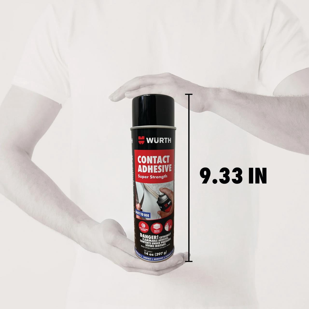 Würth  Super Strength Spray Adhesive, Multi-Surface, 14oz, Clear, Fast-Tack, Contact Glue