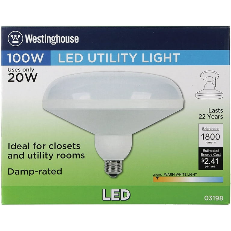 Westinghouse 100W Equivalent Warm White (2,700K) DLR64 Utility Medium Base LED Light Bulb Westinghouse 100W Equivalent Warm White (2,700K) DLR64 Utility Medium Base LED Light Bulb