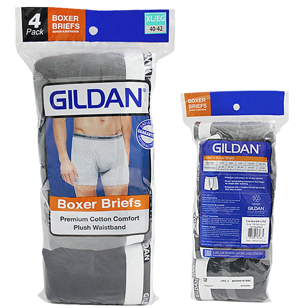 Gildan Men's 100% Premium Cotton Boxer Brief, 4-Pack 