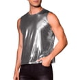 thumbnail image 4 of INSPIRE CHIC Metallic Tank Tops for Men's Holographic Sleeveless T-Shirt Disco Party Shiny Vest L Gray Silver, 4 of 6