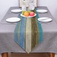 thumbnail image 3 of GFDYREE Linen Burlap Table Runner Dresser Scarves, Retro Rustic Barn Wood Blue and Brown Table Runners for Farmhouse Kitchen, Dinner Holiday Parties, Wedding, Events, Decor - 13 x 120 Inch, 3 of 7