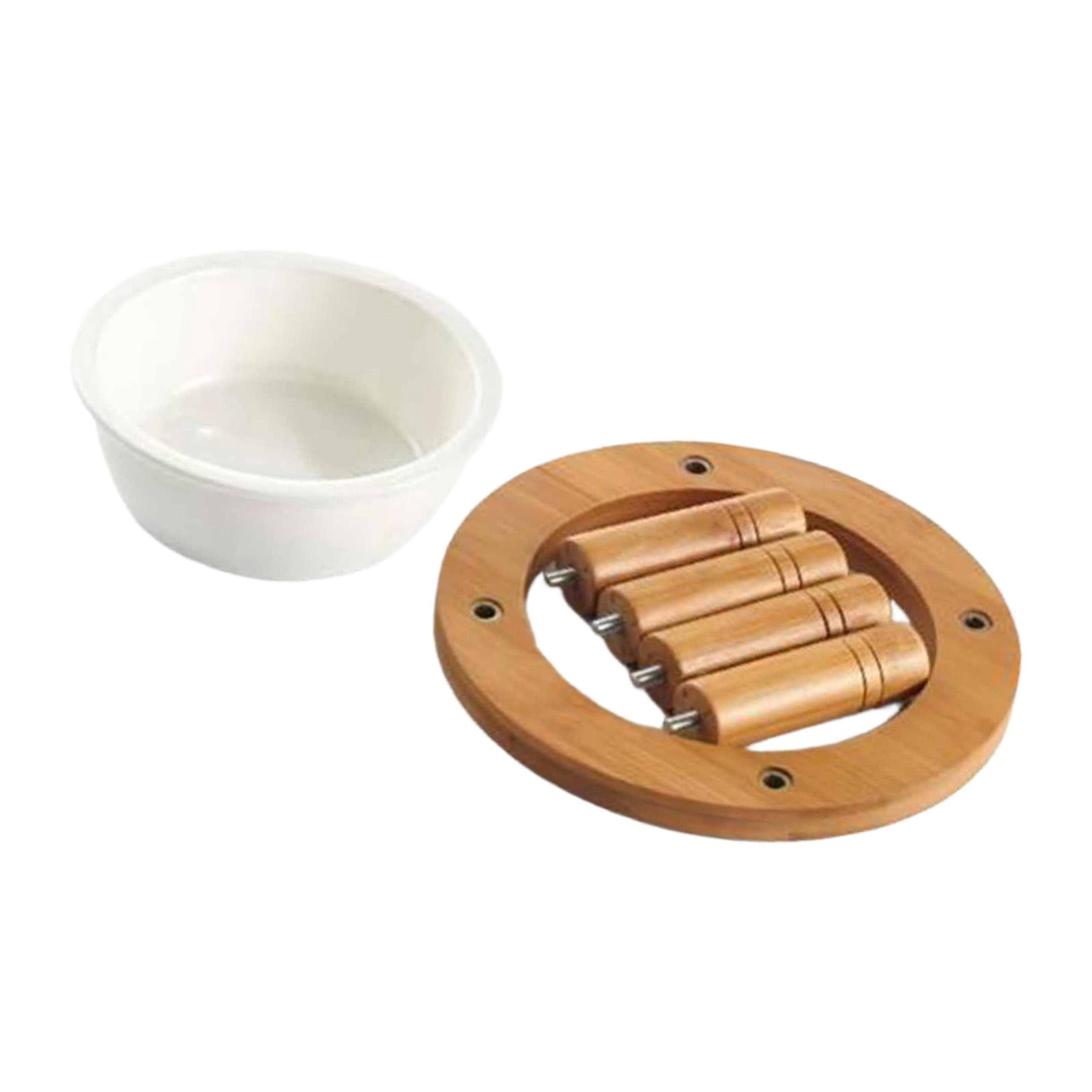 Serenable Elevated Cat Bowl Bamboo Wood Stand Raised Dog Bowl Ceramic Feeding Bowl Whisker Friendly Food Water Dish Removable Easy to Assemble Suitable for Pet Household 16.2cmx16.2cmx8.8cm